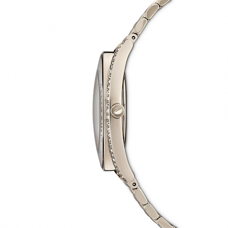 Crystalline Aura Watch, Metal Bracelet, Gold tone, Champagne-gold tone PVD