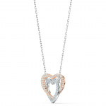 Swarovski Infinity Double Heart Necklace, White, Mixed metal finish