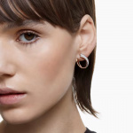 Exist hoop earrings, Small, White, Gold-tone plated