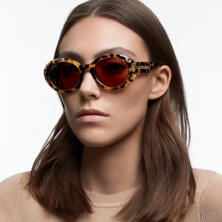 Sunglasses, Oversized, Pavé, Brown