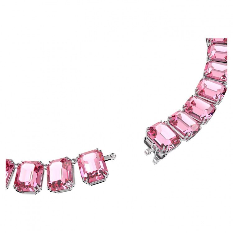 Millenia necklace, Octagon cut, Pink, Rhodium plated