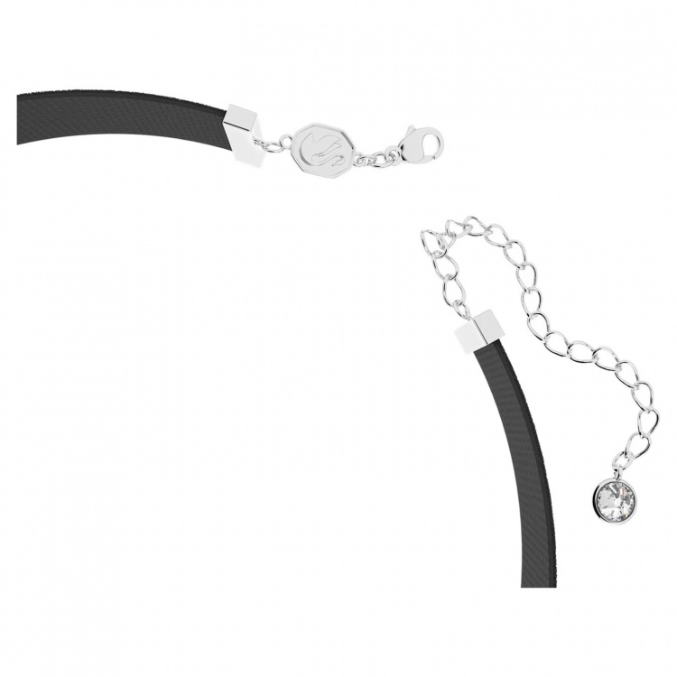 Una Choker, Heart, White, Rhodium plated