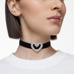 Una Choker, Heart, White, Rhodium plated