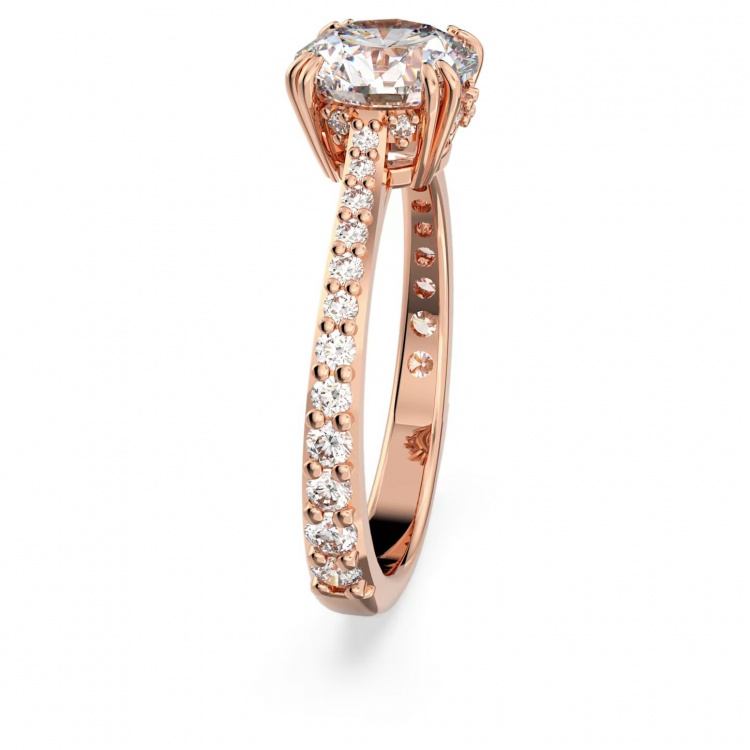 Stilla cocktail ring Round cut, Pavé, White, Rose gold-tone plated