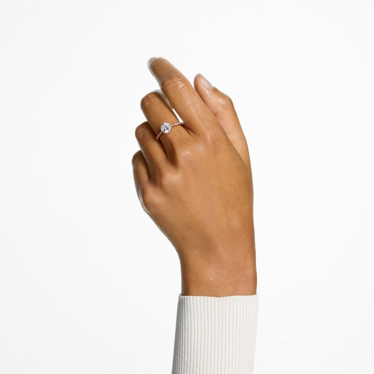 Stilla cocktail ring Round cut, Pavé, White, Rose gold-tone plated