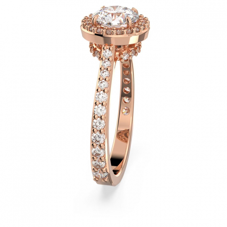 Constella cocktail ring, Round cut, Pavé, White, Rose gold