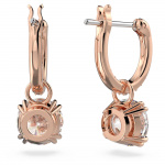Constella drop earrings, Round cut, White, Rose gold-tone