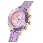 Octea Lux Chrono watch, Leather strap, Purple, Rose gold