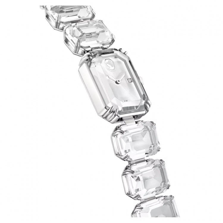 Watch, Octagon cut bracelet, White, Stainless Steel