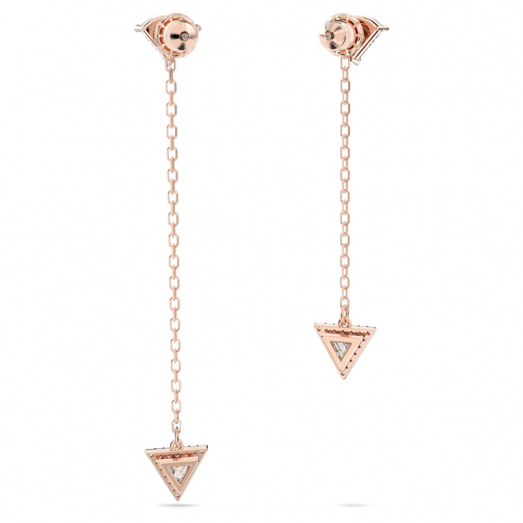 Ortyx drop earrings, Triangle cut, Asymmetric design, White