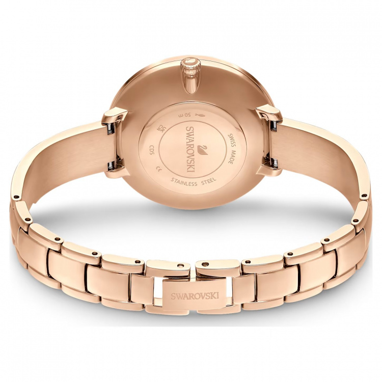 Crystalline Delight watch, Metal bracelet, Grey, Rose gold