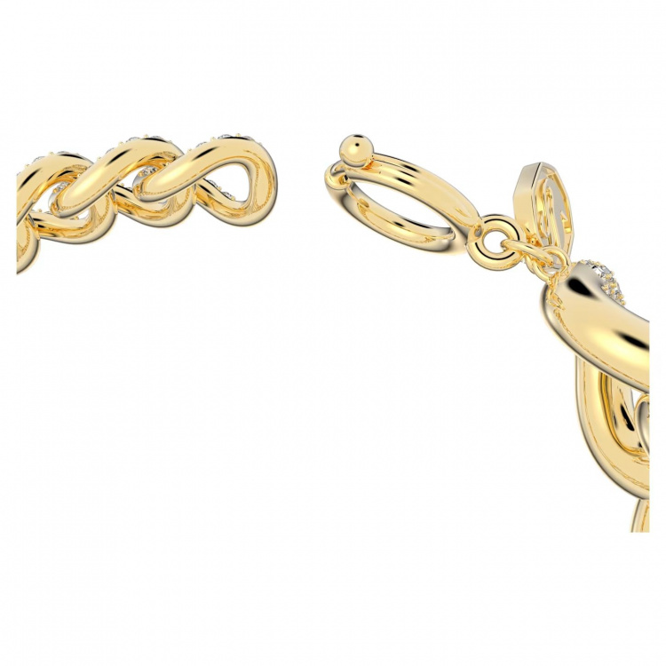 Dextera bracelet, Pavé, White, Gold-tone plated