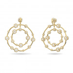 Constella clip earrings, Circle, White, Gold-tone plated