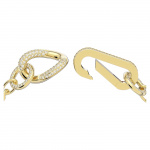 Dextera bracelet, Pavé, Mixed links, White, Gold-tone plated