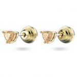 Stilla stud earrings, Trilliant cut, Orange, Gold-tone plated