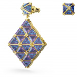 Curiosa drop earrings, Asymmetrical design, Blue, Gold