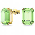 Millenia stud earrings, Octagon cut, Green, Gold-tone plated
