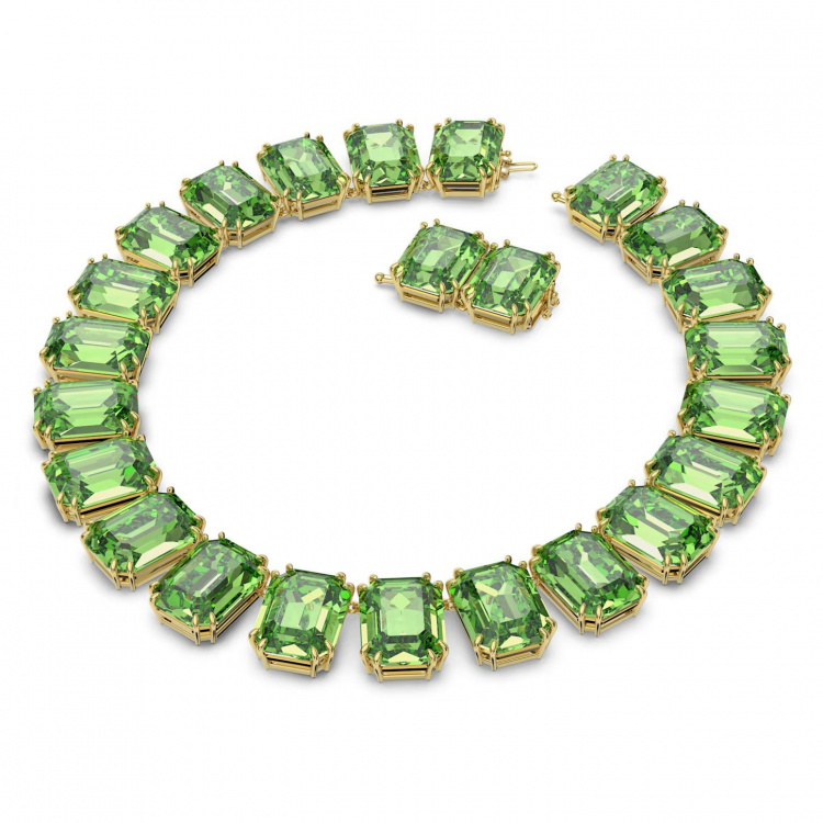 Millenia necklace, Oversized crystals, Octagon cut, Green