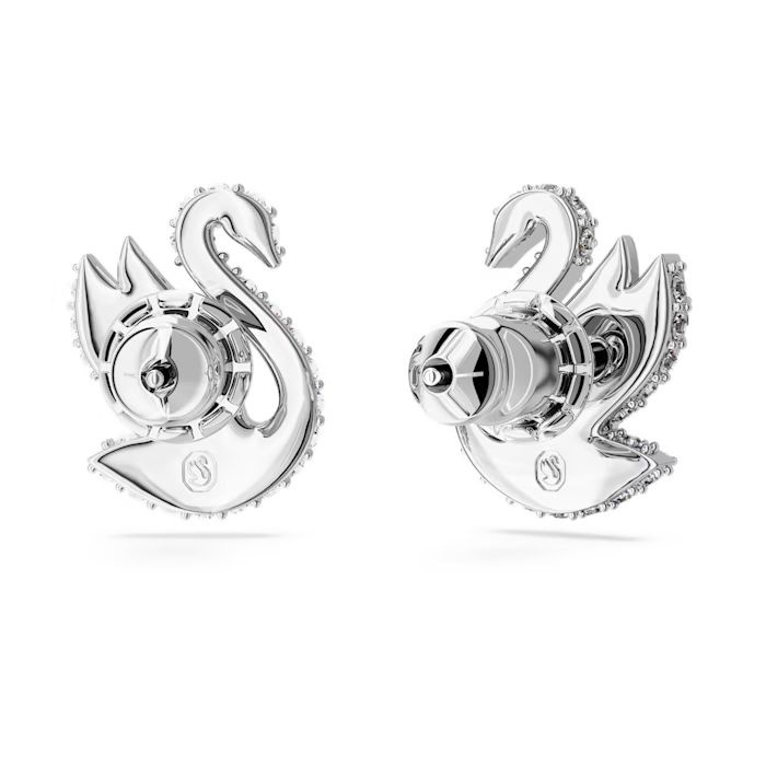 Swarovski Iconic Swan stud earrings Swan, White, Rhodium plated