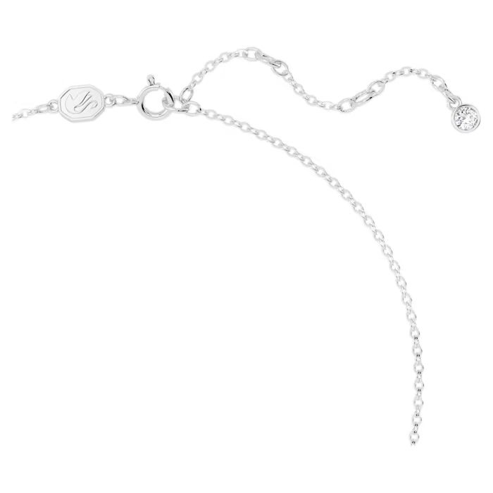 Volta necklace Bow, Small, White, Rhodium plated