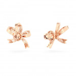Volta stud earrings Bow, Small, White, Rose gold-tone plated