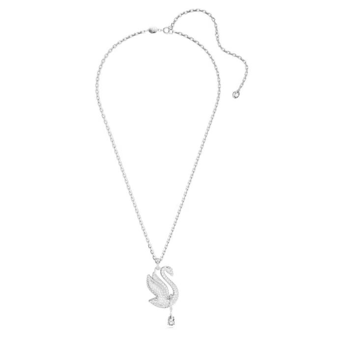 Swarovski Iconic Swan necklace Swan, Long, White, Rhodium plated