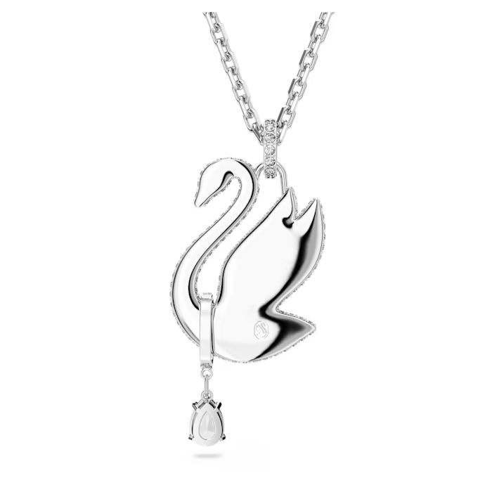 Swarovski Iconic Swan necklace Swan, Long, White, Rhodium plated