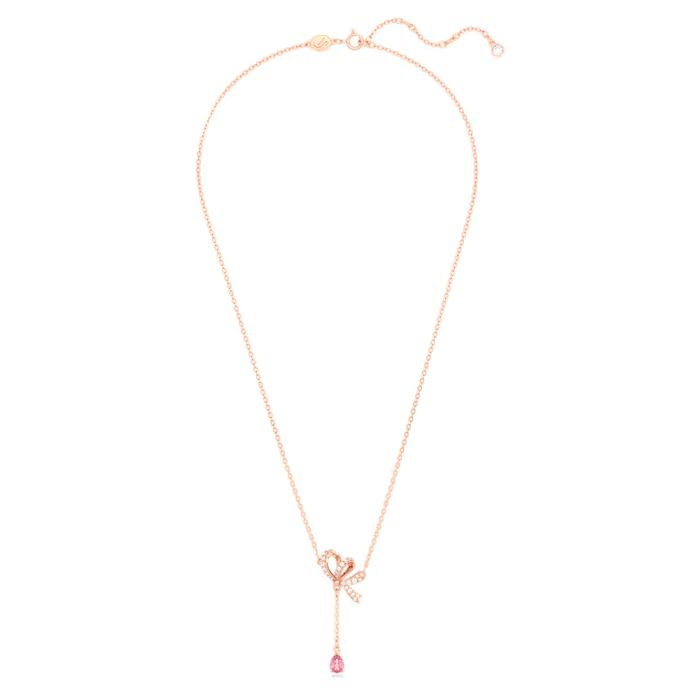 Volta Y pendant Bow, Pink, Rose gold-tone plated