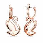 Swarovski Iconic Swan drop earrings Swan, Pink, Rose gold-tone plated