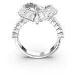 Matrix cocktail ring Mixed cuts, Heart, White, Rhodium plated