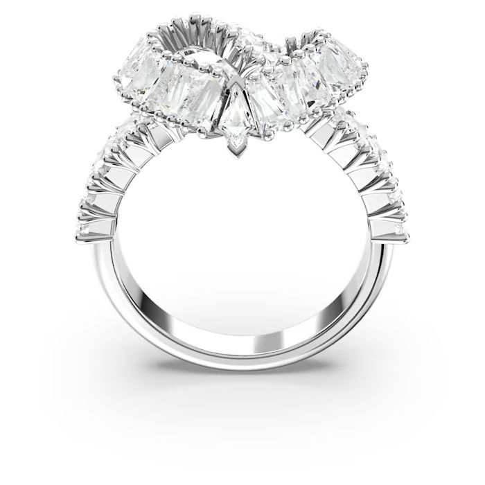 Matrix cocktail ring Mixed cuts, Heart, White, Rhodium plated