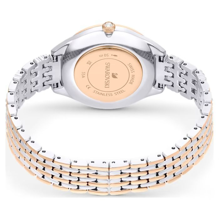 Attract watch Swiss Made, Pavé, Metal bracelet, Rose gold tone, Mixed metal finish