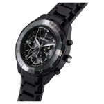 39mm watch Swiss Made, Metal bracelet, Black, Black finish