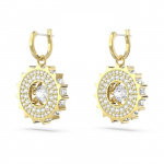 Rota drop earrings Mixed round cuts, White, Gold-tone plated