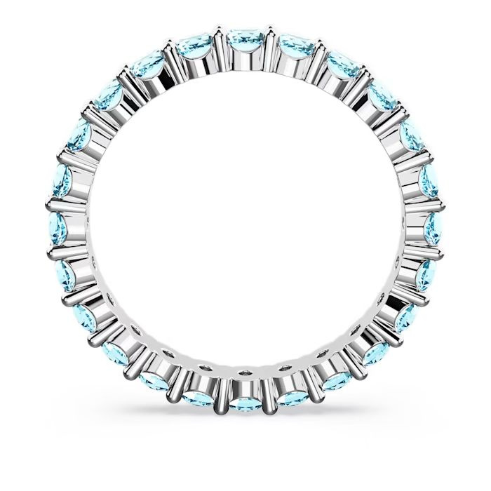 Matrix ring Round cut, Blue, Rhodium plated