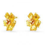 Florere stud earrings Flower, Yellow, Gold-tone plated