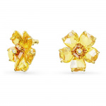 Florere stud earrings Flower, Yellow, Gold-tone plated