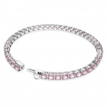 Matrix Tennis bracelet Round cut, Small, Pink, Rhodium plated