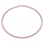 Matrix Tennis necklace Round cut, Small, Pink, Rhodium plated