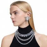 Millenia clip earrings Square cut, White, Rhodium plated