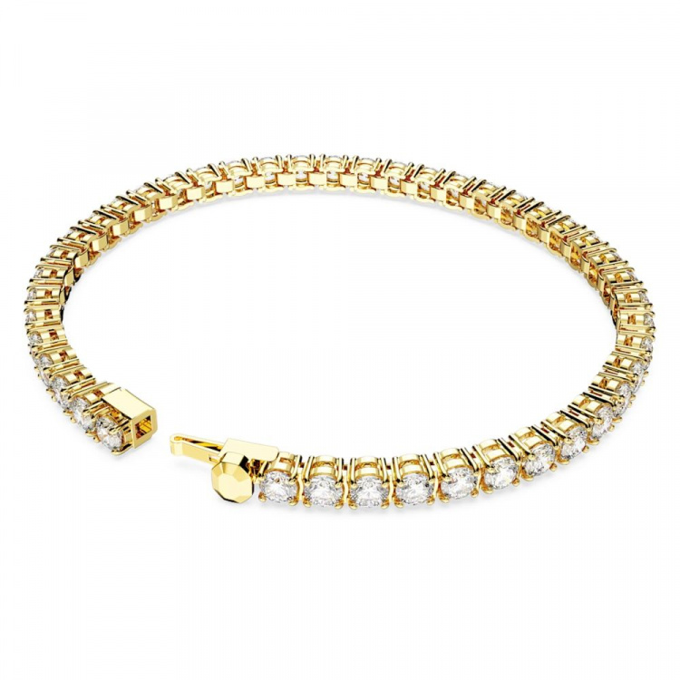 Matrix Tennis bracelet Round cut, Small, White, Gold-tone plated