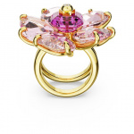 Florere cocktail ring Flower, Pink, Gold-tone plated