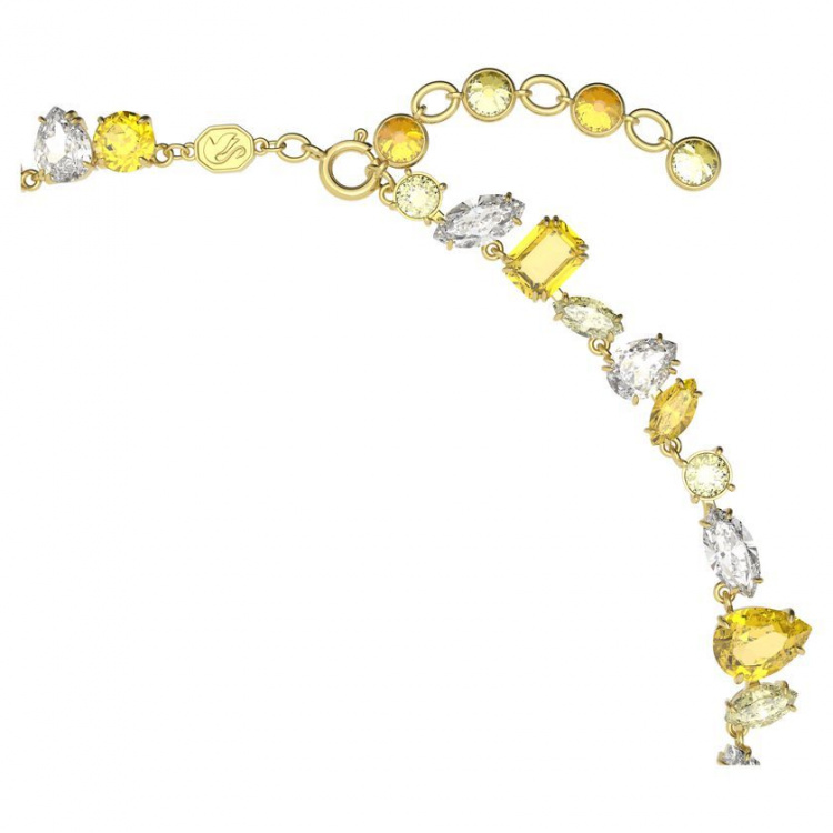 Gema necklace Mixed cuts, Yellow, Gold-tone plated