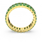 Matrix ring Baguette cut, Green, Gold-tone plated
