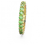 Matrix ring Round cut, Green, Gold-tone plated