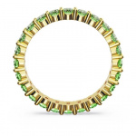 Matrix ring Round cut, Green, Gold-tone plated
