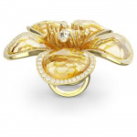 Florere cocktail ring Flower, Yellow, Gold-tone plated