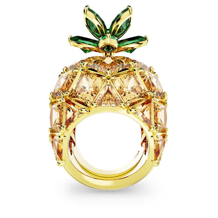 Idyllia cocktail ring Pineapple, Multicolored, Gold-tone plated