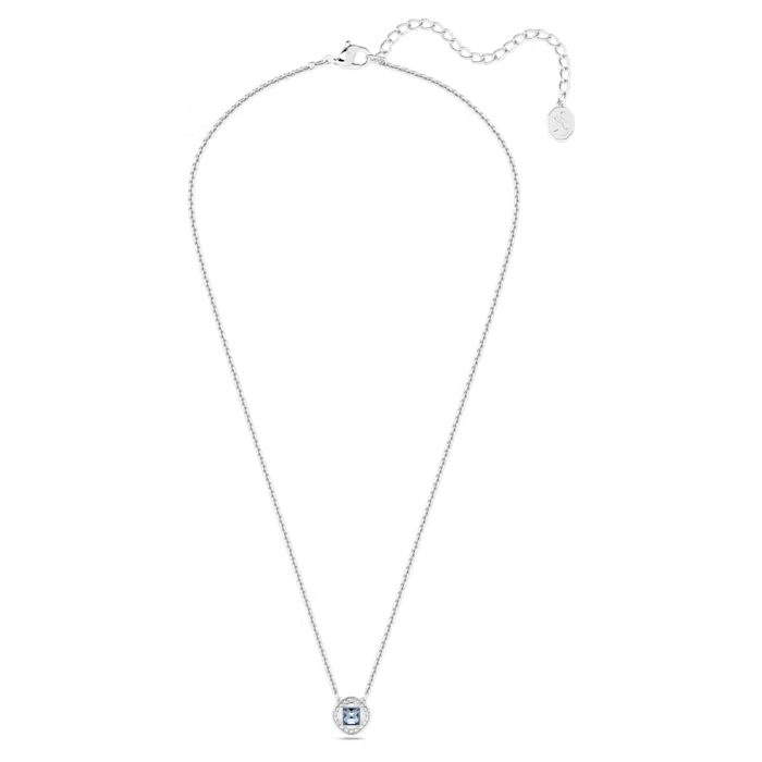 Angelic necklace Square cut, Blue, Rhodium plated