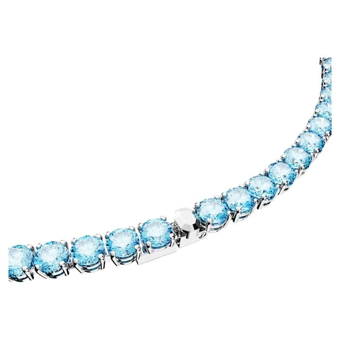 Matrix Tennis necklace Round cut, Medium, Blue, Rhodium plated